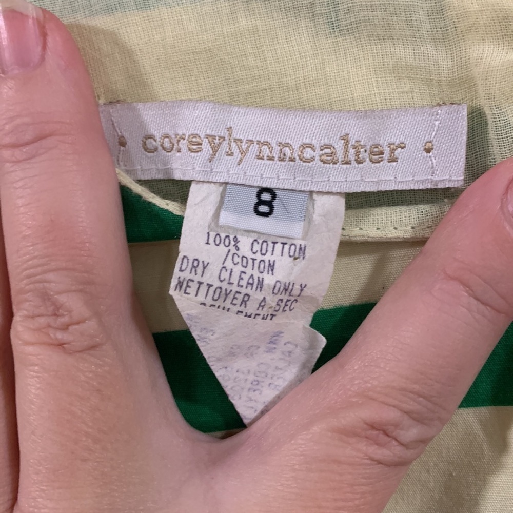 Anthropologie Corey Lynn Calter green striped tank summer spring midi size 8 - Picture 4 of 8